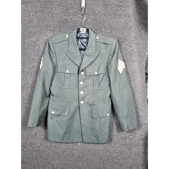 Vintage DSCP Coat Mens 38S Wool Polyester Dress Uniform Military Jacket 90s